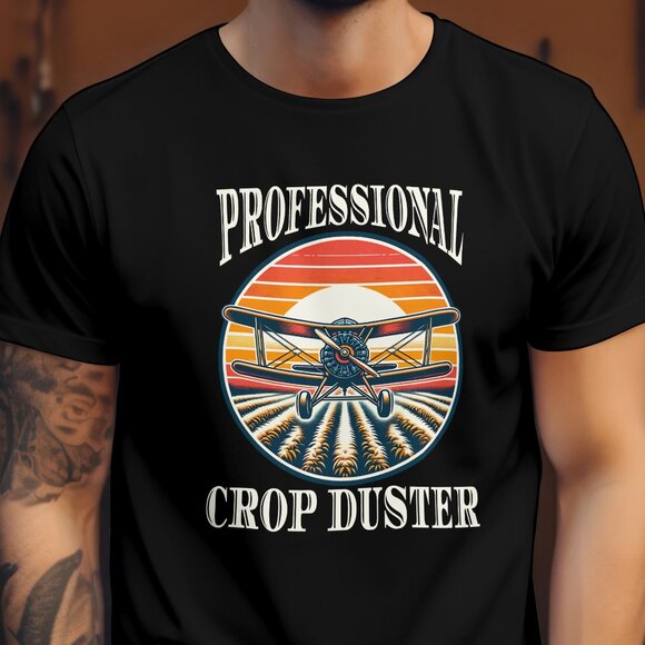 Professional Crop Duster Funny Fart Gag Men’s T-shirt Black 100% C… - Picture 2 of 2
